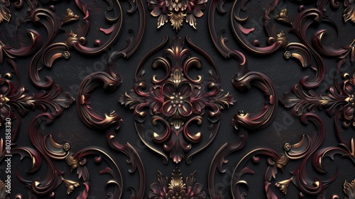 Elegant Baroque Patterns on Dark Background
