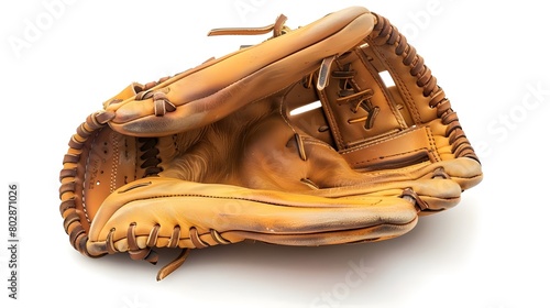  brown leather baseball glove on a white background 