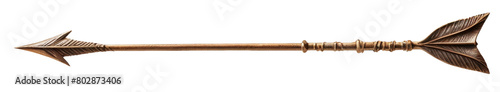 Wooden antique arrow for a bow on a transparent and white background. PNG.