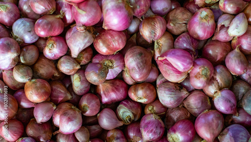 Group of Shallots onion Fresh purple shallots