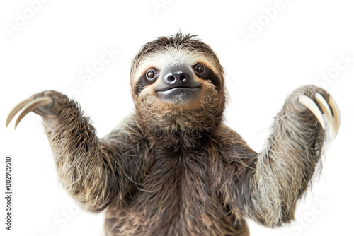Cute Sloth's Outstretched Arms On Transparent Background.