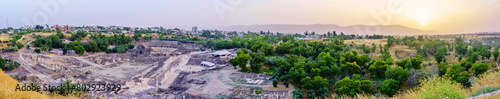 Sunset panoramic the ruins of ancient city of Bet Shean