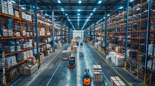Busy Industrial Warehouse Floor with Organized Logistics