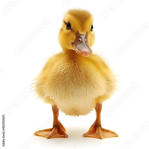 Little cute duckling isolated on white 