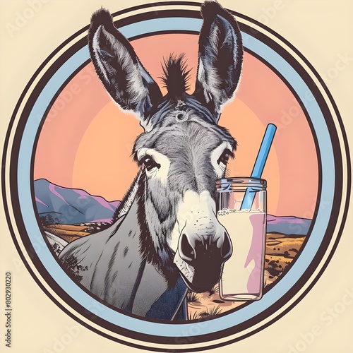 Donkey sticker isolated ai generated