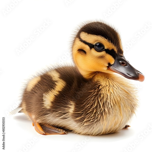 Cute domestic duckling isolated on white background 