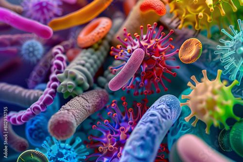 a close up of colorful bacteria