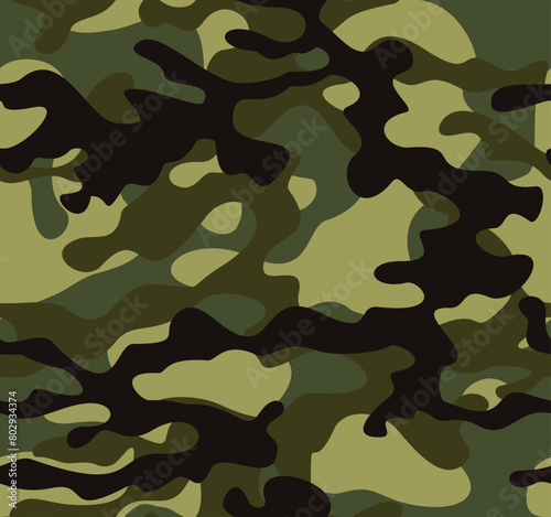  Green camouflage pattern, military background, urban army print