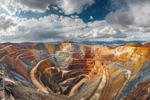 A vast open pit filled with soil, suitable for construction projects