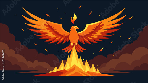 A phoenix rising from the ashes symbolizing the journey of transformation and relief from depression with the aid of ketamine..