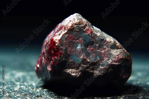 Rozenite is a rare precious natural stone on a black background. AI generated. Header banner mockup with space.
