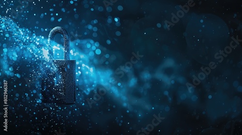 A closed padlock on a dark blue background. Suitable for security concepts