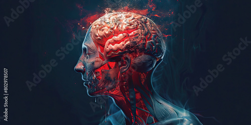 Subdural Hematoma: The Traumatic Brain Injury and Altered Consciousness - Picture a person with a highlighted area of bleeding between the brain and the dura mater, experiencing altered consciousness 