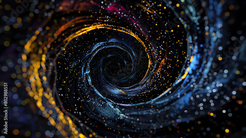 abstract blue spiral, 3D circular clay deep space vortex
