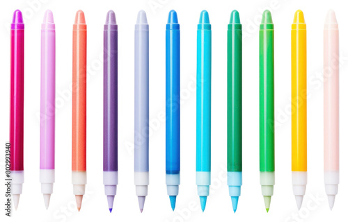 PNG Multi colored markers pen white background arrangement