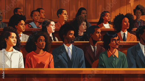 In a courtroom, diverse individuals seek justice for human rights violations, their determination and resolve driving efforts to hold perpetrators accountable and secure justice for victims