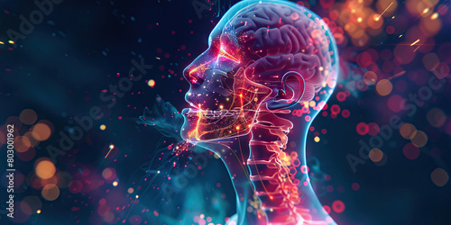 Posterior Fossa Syndrome: The Cerebellar Dysfunction and Speech Difficulties - Visualize a person with highlighted posterior fossa showing dysfunction, experiencing cerebellar dysfunction