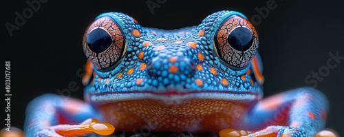 vibrant blue poison dart frog macro photography