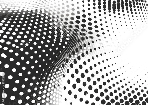 Polka dot pattern in black and white on white background