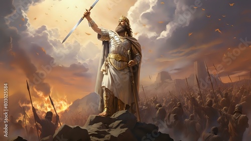 Biblical Conquest: Artistic Rendering of King David's Victory