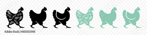 Chicken and hen, fowl, bird and animal, graphic design. Fowl-run, poultry yard, henhouse and hennery, vector design and illustration