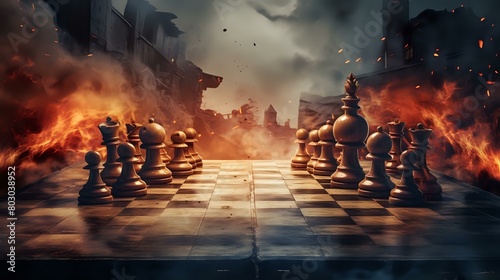 Competition Clash: VS Battle on Chessboard with Dark Background