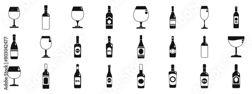 Non-alcoholic wine icons set simple vector. Summer party drink. Healthy drink