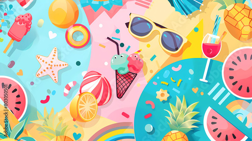 Colorful summer elements geometric background 