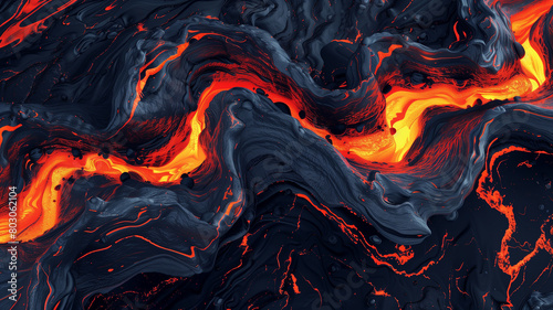 Lava flow captured in 3D, vibrant and powerful, with a minimalist space for messaging
