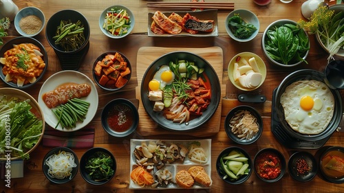 korean food on the table, Generative AI,