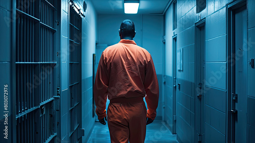 a prisoner in a US federal prison mysteriously entering a cell at night wearing an orange prisoner uniform