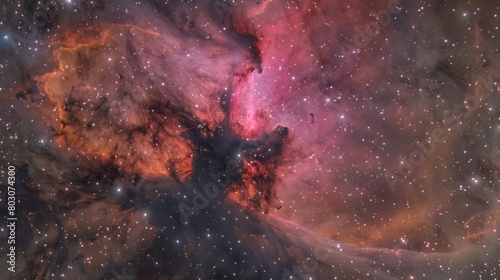 Majestic Nebula Cloud in Cosmic Space: A Stellar Nursery of Stars