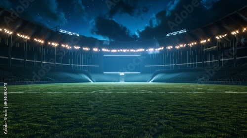 An Empty Stadium at Nighttime