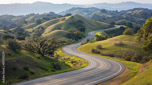 S-curve road: A scenic route traversing rolling hills, creating graceful arcs as it navigates the natural contours of the land.