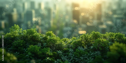 A lush green hillside with a city in the background