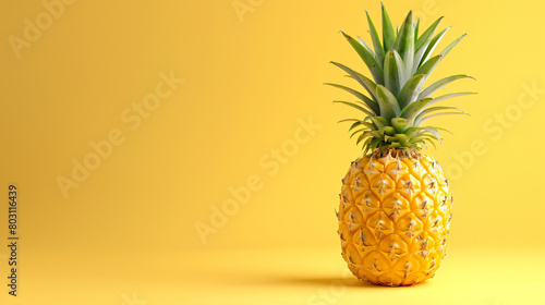 Fresh ripe pineapple on color background