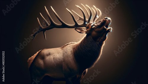 an elk calling in a portrait style