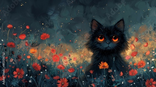 꽃 과 검은 고양이