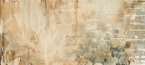 vintage newspaper background texture with ink stains and paper folds in the style of various artists