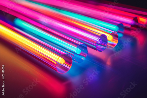 A gradient of colors illuminating a neon tube, creating a beautiful visual effect.