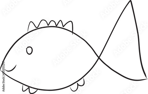 fish line hand drawn