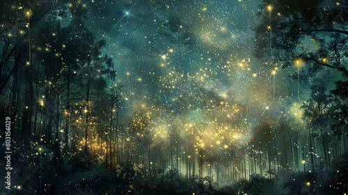 Glittering stars descend from the heavens, transforming the landscape into a celestial wonderland.