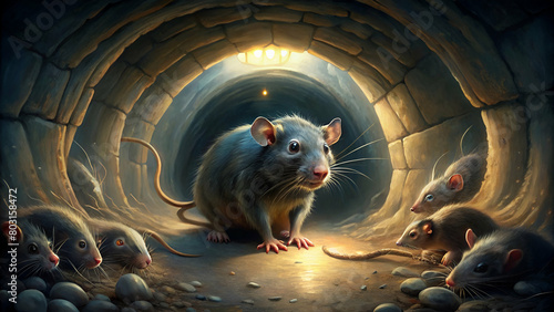 rat filling the cramped tunnel