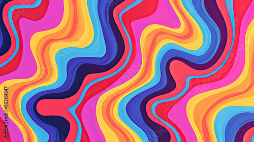 Trippy Wave Pattern, Retro Psychedelic Background