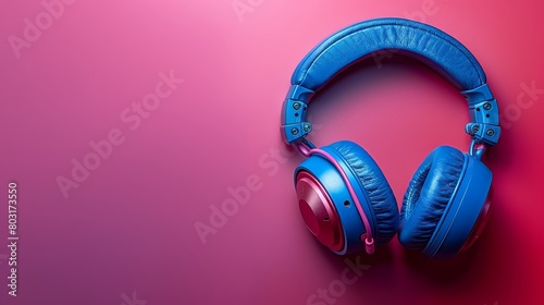 Multicolored audio headphones with music vibes, over-ear headset for music lovers