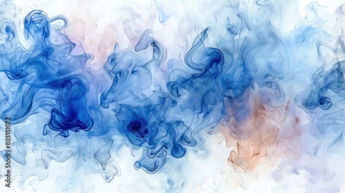 Blue Smoke Floating on White Background