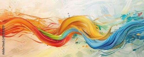 Artistic expression with wavy brush paint strokes and ribbon-like swirls on a modern background