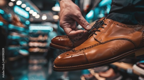 A shopper's hand delicately browsing and selecting shoes, showcasing individualized footwear preferences. 