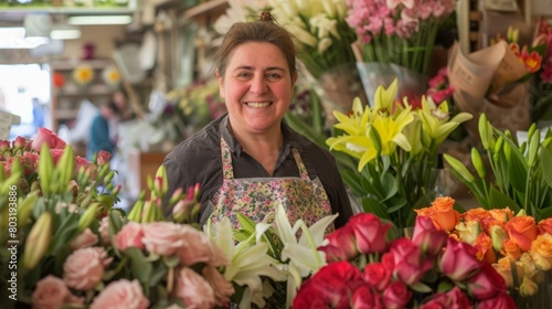 Portrait of a smiling florist in her flower shop