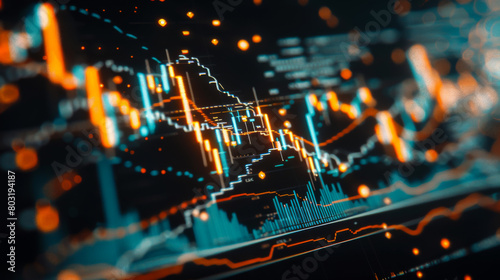 Stock market day trader abstract dynamic background, neon lighting